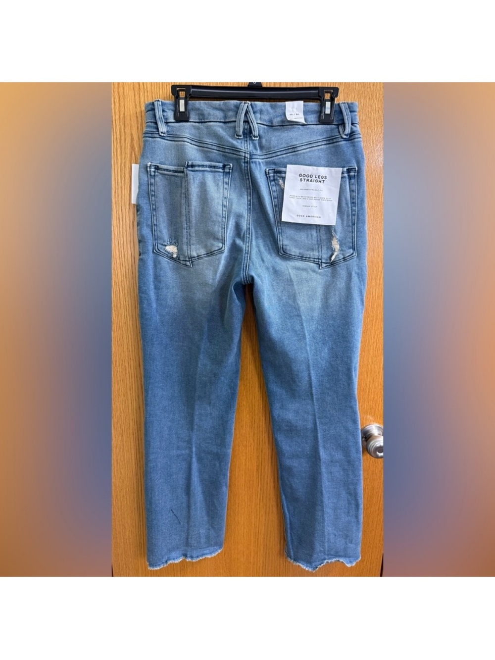 Good American Light Blue Cropped Straight Jeans
